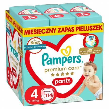 Pampers Premium Care Pants 4 Maxi pieluchomajtki rozmiar 9 - 15 kg, 114 szt.