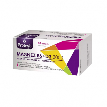 Protego Magnez B6 + D3 2000 tabletki na odporność i zmęczenie, 60 szt.