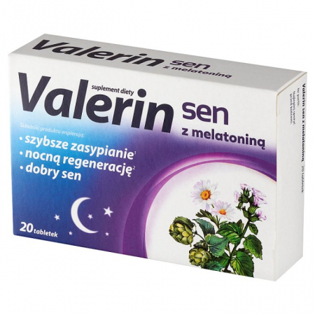 Valerin Sen z melatoniną tabletki na trudności w zasypianiu, 20 szt.