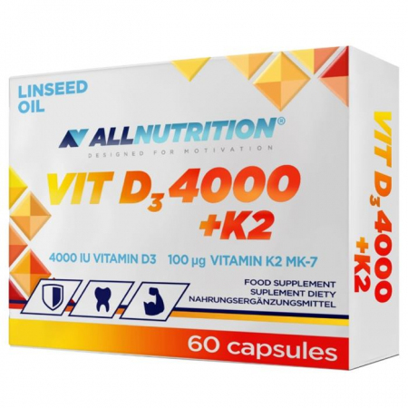 Allnutrition D3 4000 IU + K2 kapsułki na zdrowe kości i odporność, 60 szt.