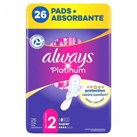 Always Platinum Super podpaski ze skrzydełkami rozmiar 2, 26 szt.