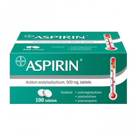 Aspirin 500 mg tabletki przeciwbólowe i przeciwzapalne, 100 szt.