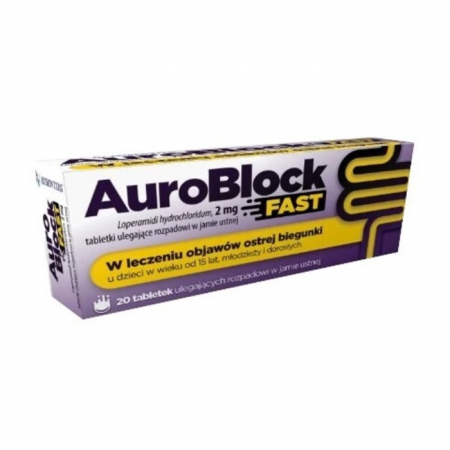 AuroBlock 2 mg Fast tabletki na ostrą biegunkę, 20 szt.