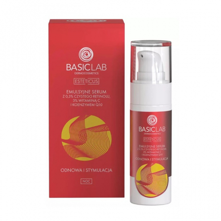 BasicLab Emulsyjne Serum z 0,3% retinolu, przeciwzmarszczkowe i korygujące, 30 ml