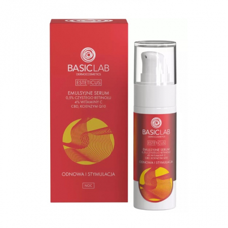 BasicLab Emulsyjne Serum z 0,5% retinolu, przeciwstarzeniowe i korygujące, 30 ml