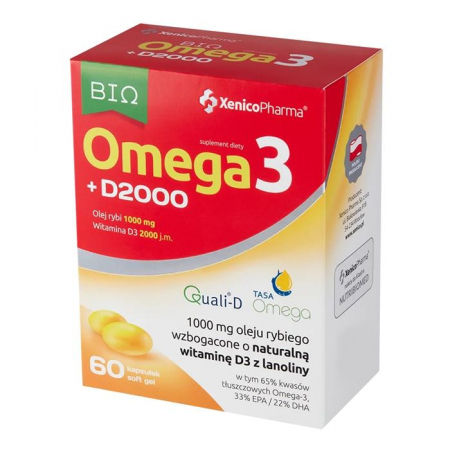 Bio Omega 3 + D2000 kapsułki miękkie na zdrowie serce, 60 szt.