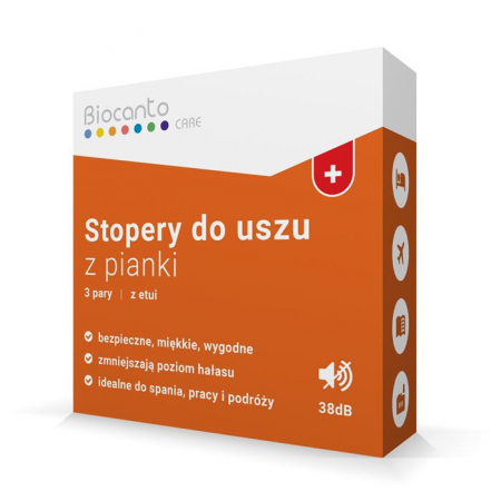 Biocanto stopery do uszu jednorazowe z pianki, 3 pary