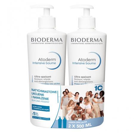 Bioderma Atoderm Intensive Baume balsam emolientowy kojący, 2 x 500 ml