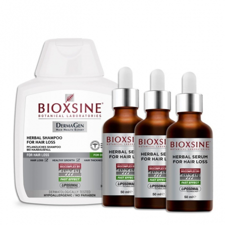 Bioxsine zestaw przeciw wypadaniu włosów: serum, 3 x 50 ml + szampon do włosów, 300 ml