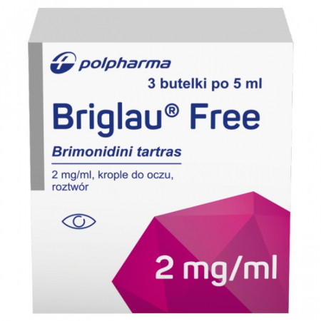 Briglau Free 2 mg/ml, krople do oczu, 3 butelki po 5 ml