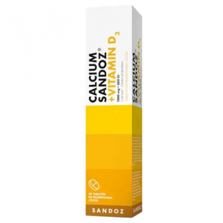 Calcium Sandoz + Vitamin D3 tabletki do rozgryzania i żucia, 30 szt.