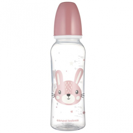 Canpol Babies Cute Animals Króliczek butelka wąska 12m+ 250 ml różowa, 1 szt.