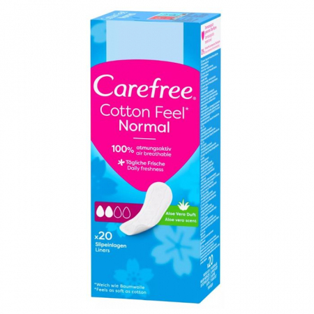 Carefree Cotton Aloe Normal wkładki higieniczne z wyciągiem z aloesu, 20 szt.