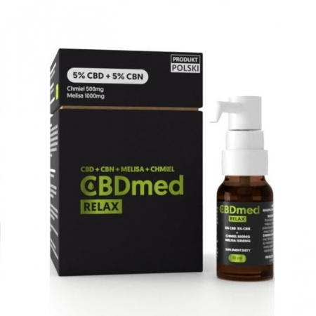 CBDmed Relax olejek CBD 5% + CBN 5% + melisa + chmiel, 10 ml