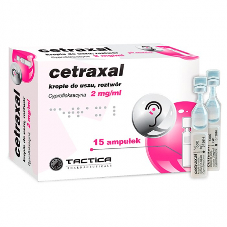 Cetraxal 2 mg/ml krople do uszu w ampułkach 0,25 ml, 15 szt.