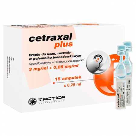 Cetraxal Plus 2mg/ml krople do uszu w ampułkach, 15 szt.