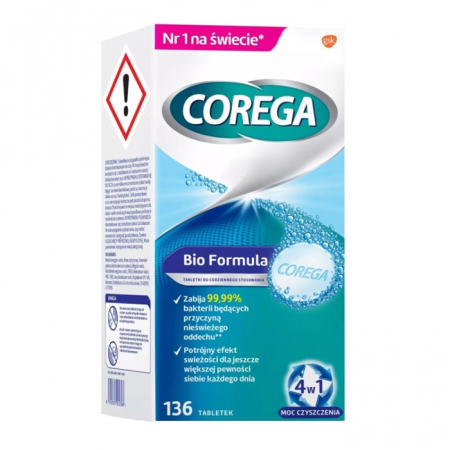 Corega Tabs Bio Formula tabletki do czyszczenia protez zębowych, 136 szt.