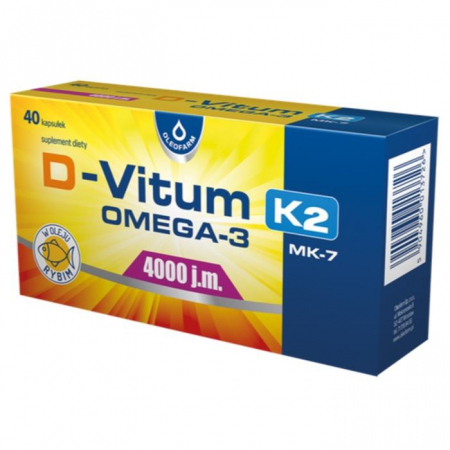 D-Vitum 4000 j.m. K2 MK-7 Omega-3 kapsułki, 40 szt.