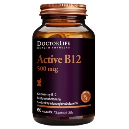 Doctor Life Active B12 500 mcg kapsułki z witaminą B12, 60 szt.