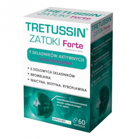 Domowa Apteczka Tretussin Zatoki Forte kapsułki twarde na zatoki, 60 szt.