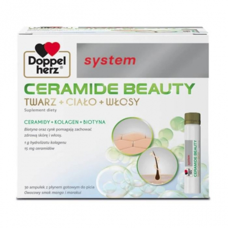 Doppelherz System Ceramide Beauty ampułki na zdrową skórę i włosy, 30 szt.