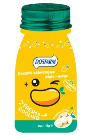 Dosfarm Drażetki odświeżające o smaku mięty i mango, 16 g