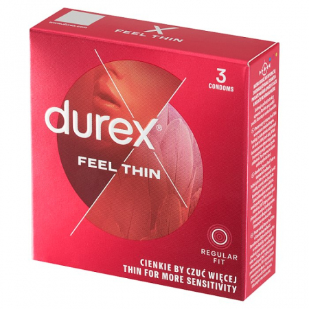 Durex Feel Thin Classic prezerwatywy cienkie, 3 szt.