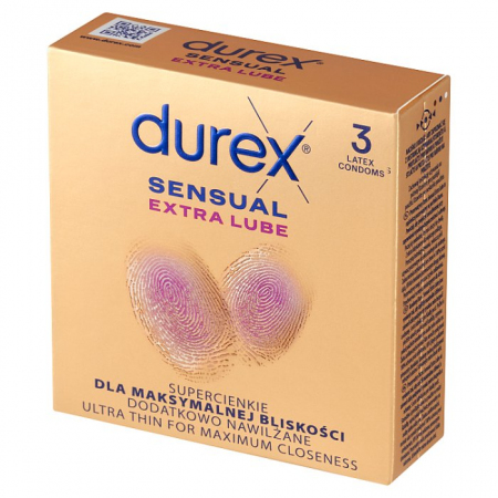 Durex Sensual Extra Lube prezerwatywy supercienkie dodatkowo nawilżane, 3 szt.