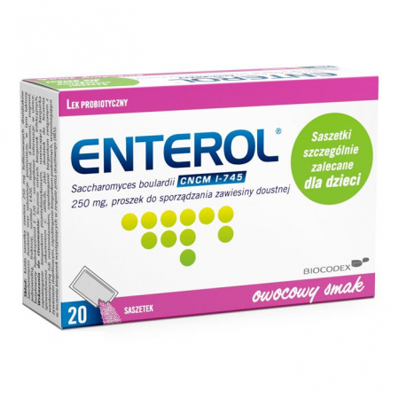 Enterol 250 mg saszetki z proszkiem na biegunkę, 20 szt.