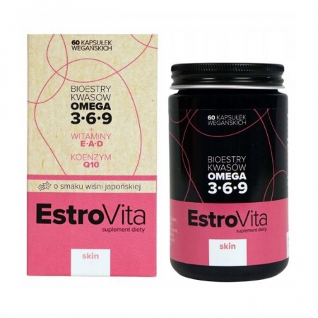 EstroVita Skin omega 3-6-9 kapsułki dla kobiet o smaku wiśni, 60 szt.