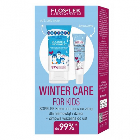 Flos-Lek Winter Care Zestaw zimowy dla dzieci: Sopelek krem ochronny, 40 ml + wazelina do ust 10 g