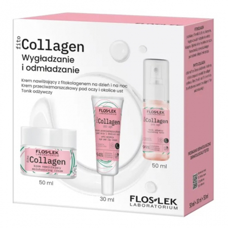 FlosLek FitoCollagen Wygładzanie i odmładzanie Zestaw: krem do twarzy, 50 ml + krem pod oczy, 30 ml + tonik, 50 ml