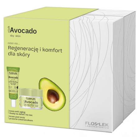 FlosLek Rich Avocado Zestaw: Krem anti-aging tłusty 50, ml + Krem pod oczy przeciw zmarszczkom, 30 ml