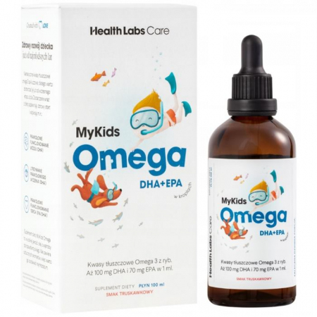 Health Labs MyKids Omega DHA + EPA płyn o smaku truskawkowym, 100 ml