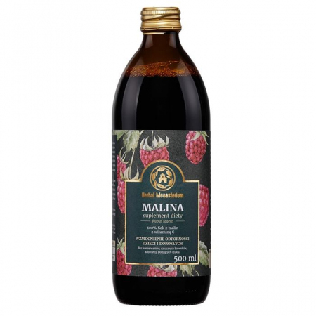 Herbal Monasterium Malina sok 100% z malin z witaminą C, 500 ml