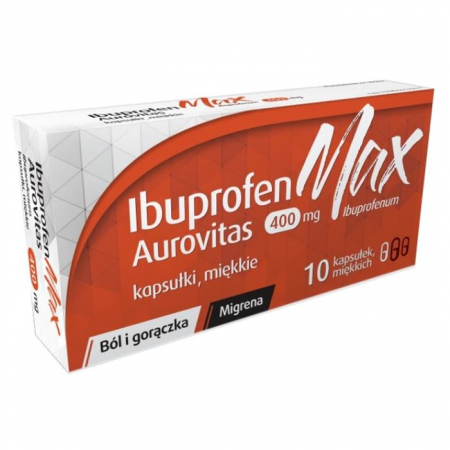 Ibuprofen Max Aurovitas 400 mg kapsułki miękkie na ból i gorączkę, 10 szt.