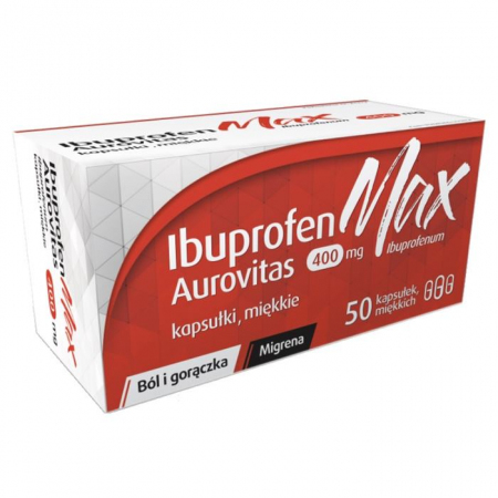 Ibuprofen MAX Aurovitas 400 mg kapsułki miękkie na ból i gorączkę, 50 szt.