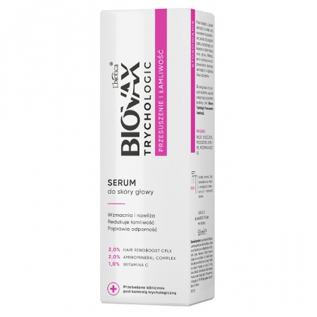 L'Biotica Biovax Trychologic Przesuszenie i Łamliwość serum do skóry głowy, 50 ml
