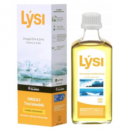 Lysi Tran islandzki o smaku cytrynowym, 240 ml