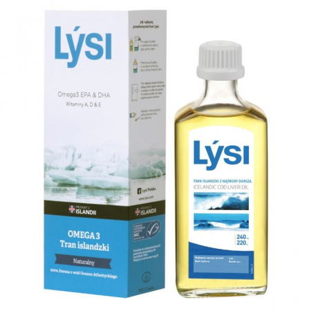 Lysi Tran Islandzki o smaku naturalnym, 240 ml