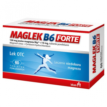 Maglek B6 Forte tabletki na niedobór magnezu, 60 szt.