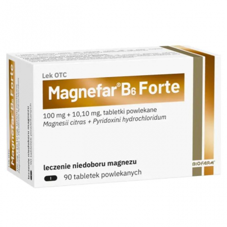 Magnefar B6 Forte tabletki na niedobór magnezu i witaminy B6, 90 szt.