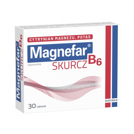 Magnefar Skurcz B6 tabletki powlekane z magnezem na skurcze mięśni, 30 szt.