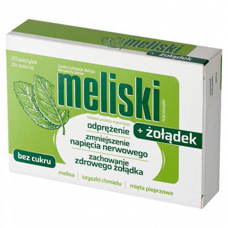 Meliski + żołądek pastylki do ssania na stres i komfort żołądkowy, 20 szt.