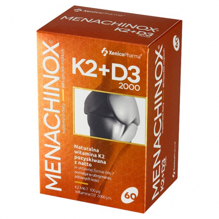 Menachinox K2 + D3 2000 IU kapsułki na wzmocnienie kości, 60 szt.