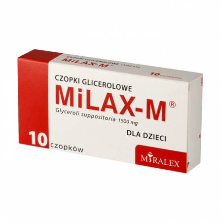 Milax-M 1500 mg czopki glicerolowe na zaparcia dla dzieci, 10 szt.