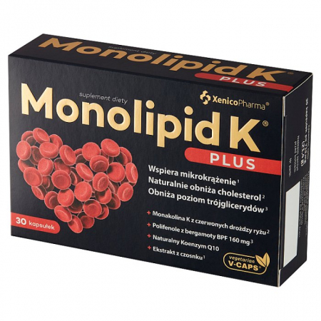 Monolipid K Plus kapsułki na prawidłowy poziom cholesterolu, 30 szt.