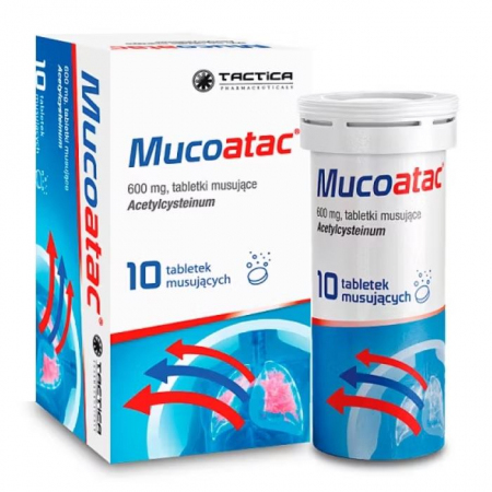 Mucoatac 600 mg tabletki musujące o działaniu wykrztuśnym, 10 szt.