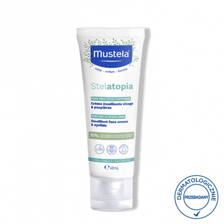 Mustela Stelatopia krem emolientowy do twarzy na skórę atopową, 40 ml