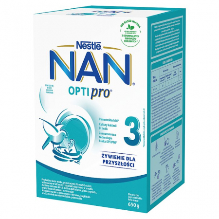 Nan Optipro 3 Mleko modyfikowane junior po 1 roku, 650 g